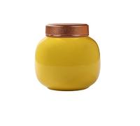 HUFFA Mini pot à thé en céramique - Petit récipient de stockage scellé en céladon for pommades et poudres parfumées(Squareroundtank-yellow)