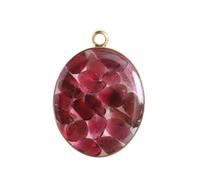 HUFFA Pendentif Coquillage Ovale Couleur Gravier Fait Main avec Bordure en Acier Inoxydable - Accessoire de Bijouterie en Pierre colorée(Garnetgold)