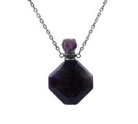 HUFFA Pendentif d'aromathérapie en Cristal de Jade - Flacon de Parfum à facettes prismatiques for huiles essentielles et Diffusion de parfums(37.7 * 25.3mmamethyst31)