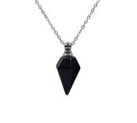 HUFFA Pendentif d'aromathérapie en Cristal de Jade - Flacon de Parfum à facettes prismatiques for huiles essentielles et Diffusion de parfums(34 * 17.3mmobsidian9)