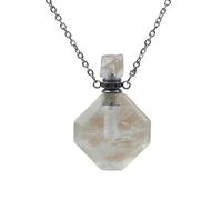 HUFFA Pendentif d'aromathérapie en Cristal de Jade - Flacon de Parfum à facettes prismatiques for huiles essentielles et Diffusion de parfums(37.7 * 25.3mmwhitecrystal32)