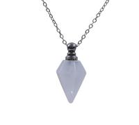 HUFFA Pendentif d'aromathérapie en Cristal de Jade - Flacon de Parfum à facettes prismatiques for huiles essentielles et Diffusion de parfums(34 * 17.3mmwhitecrystal2)