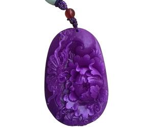 HUFFA Pendentif en forme de fleur sud-africaine Shujulai - Pendentif dragon en jade authentique pour une collection de bijoux élégante