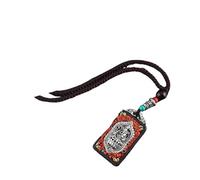 HUFFA Pendentif Thangka en ébène Exotique népalais - Carte rétro du Dieu de la Richesse for Un Style Unique(EbonyElephantGod)