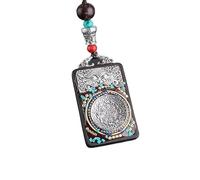 HUFFA Pendentif Thangka en ébène Exotique népalais - Carte rétro du Dieu de la Richesse for Un Style Unique(RuibeastNinePalaceEight)