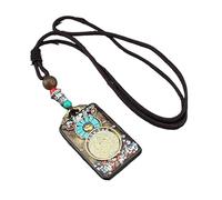 HUFFA Pendentif Thangka en ébène Exotique népalais - Carte rétro du Dieu de la Richesse for Un Style Unique(WhiteGodofWealth)