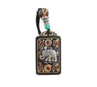 HUFFA Pendentif Thangka en ébène Exotique népalais - Carte rétro du Dieu de la Richesse for Un Style Unique(ElephantGod)