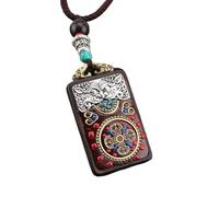 HUFFA Pendentif Thangka en ébène Exotique népalais - Carte rétro du Dieu de la Richesse for Un Style Unique(XiangyunRuiBeastcross)