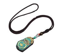 HUFFA Pendentif Thangka en ébène Exotique népalais - Carte rétro du Dieu de la Richesse for Un Style Unique(Gold)