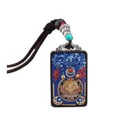 HUFFA Pendentif Thangka en ébène Exotique népalais - Carte rétro du Dieu de la Richesse for Un Style Unique(Guanyinthangka)