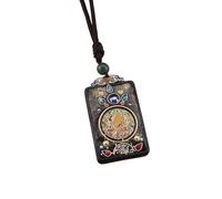HUFFA Pendentif Thangka en ébène Exotique népalais - Carte rétro du Dieu de la Richesse for Un Style Unique(YellowGodofWealth)