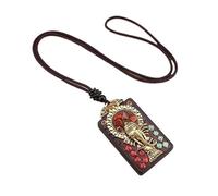 HUFFA Pendentif Thangka en ébène Exotique népalais - Carte rétro du Dieu de la Richesse for Un Style Unique(Elephantcolorful)