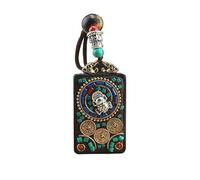 HUFFA Pendentif Thangka en ébène Exotique népalais - Carte rétro du Dieu de la Richesse for Un Style Unique(LuckyEbony)