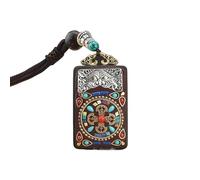 HUFFA Pendentif Thangka en ébène Exotique népalais - Carte rétro du Dieu de la Richesse for Un Style Unique(CrossDiamond)
