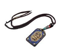 HUFFA Pendentif Thangka en ébène Exotique népalais - Carte rétro du Dieu de la Richesse for Un Style Unique(SapphireBlue)
