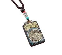 HUFFA Pendentif Thangka en ébène Exotique népalais - Carte rétro du Dieu de la Richesse for Un Style Unique(XiangyunRuibeastnine)