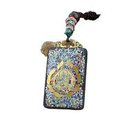 HUFFA Pendentif Thangka en ébène Exotique népalais - Carte rétro du Dieu de la Richesse for Un Style Unique(Greenfemalethangka)