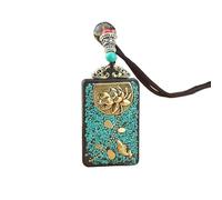 HUFFA Pendentif Thangka en ébène Exotique népalais - Carte rétro du Dieu de la Richesse for Un Style Unique(LotusfishEbony)