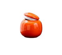 HUFFA Petite boîte à thé en céramique émaillée de couleur, récipient scellé Portable résistant à l'humidité for le stockage du thé vert, blanc et noir(Squareandroundcan-orange)