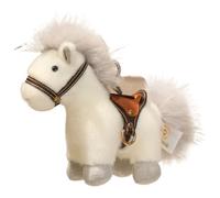 HUFFA Porte-clés en Peluche simulé de Huit Chevaux - Poupée Mascotte de l'année du Cheval for collectionneurs et Cadeaux(Blanc,9.8 inches)
