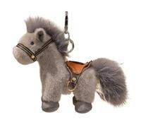 HUFFA Porte-clés en Peluche simulé de Huit Chevaux - Poupée Mascotte de l'année du Cheval for collectionneurs et Cadeaux(Grey,5.9 inches)