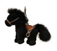 HUFFA Porte-clés en Peluche simulé de Huit Chevaux - Poupée Mascotte de l'année du Cheval for collectionneurs et Cadeaux(Black,5.9 inches)