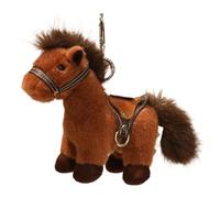 HUFFA Porte-clés en Peluche simulé de Huit Chevaux - Poupée Mascotte de l'année du Cheval for collectionneurs et Cadeaux(Reddishbrown,5.9 inches)