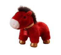 HUFFA Poupée Compagnon en Peluche Golden Horse Boy - Jouet Mascotte de l'année du Cheval for Enfants et collectionneurs(Rouge,9.8 inches)