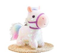 HUFFA Poupée en Peluche Poney Mignon - Adorable Pendentif Porte-clés Mascotte for Enfants et Adultes(Blanc,18cm)