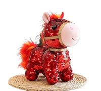 HUFFA Poupée en Peluche Poney Mignon - Adorable Pendentif Porte-clés Mascotte for Enfants et Adultes(Rouge,18cm)