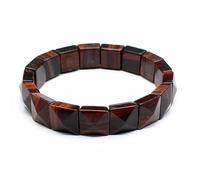 HUFFA Pyramide à facettes en Pierre Naturelle, Bracelet en Cristal Blanc, trésor Rouge Vert, fabriqué à la Main, for la guérison et la méditation(Redtigereyestone)