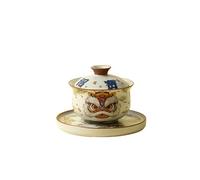 HUFFA Ru Kiln - service à thé avec bol couvert flottant à trois talents, élégant ensemble de bols à thé en porcelaine Non chaud for la maison(Color2)