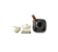 HUFFA Service à thé d'extérieur Portable en céramique dégradé for femmes, une théière et une tasse for une infusion rapide(green)