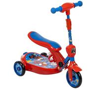 Huffy Spiderman Trottinette électrique à bulles pour enfants à partir de 3 ans et plus, siège amovible, vitesse sûre de 4 km/h, utilisation en intérieur