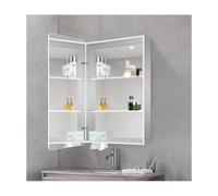 HUFIREHU Armoire à Miroir De Salle De Bain,Armoires De Salle De Bain avec Miroir,éTagèRes RéGlables, Robuste Et Solide, for Bijoux, Masques Et Outils De Beauté(Silver,50 * 80 * 13cm)