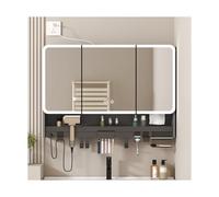 HUFIREHU Armoire De Toilette,Armoire Miroir De Salle De Bain avec LED,DéSembuage à Un Bouton, avec LumièRes Et Support De Rangement, Et BoîTe à Mouchoirs CachéE(Gray,100cm/39.3in)