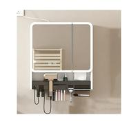 HUFIREHU Armoire De Toilette,Armoire Miroir De Salle De Bain avec LED,DéSembuage à Un Bouton, avec LumièRes Et Support De Rangement, Et BoîTe à Mouchoirs CachéE(White,60cm/23.6in)