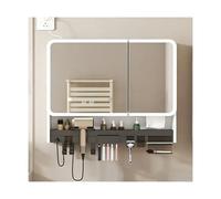 HUFIREHU Armoire De Toilette,Armoire Miroir De Salle De Bain avec LED,DéSembuage à Un Bouton, avec LumièRes Et Support De Rangement, Et BoîTe à Mouchoirs CachéE(White,70cm/27.5in)