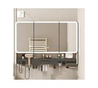 HUFIREHU Armoire De Toilette,Armoire Miroir De Salle De Bain avec LED,DéSembuage à Un Bouton, avec LumièRes Et Support De Rangement, Et BoîTe à Mouchoirs CachéE(Cream,90cm/35.4in)