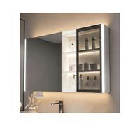 HUFIREHU Armoire Miroir De Salle De Bain avec LED,Miroir Salle De Bain avec Rangement,Anti-BuéE, Affichage De l'horloge Et De La TempéRature, avec LumièRe LED(White A,90cm/35.4in)