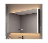 HUFIREHU Armoire Murale De Salle De Bain avec 3 Portes et Miroir - 3 éTagèRes RéGlables, Meuble Toilette avec éClairage LED (Gris, 120cm/47.2in)
