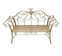 HUFIREHU Banc de Jardin Fer Forgé,Banc ExtéRieur avec Dossier et Accoudoirs, DuréE de Vie de 20 Ans pour Parc, Jardin, VéRanda(Gold)