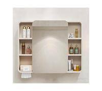 HUFIREHU Meuble Salle De Bain Mural,Armoire Miroir De Salle De Bain avec LED,DéSembueur, à Intensité Variable, for Buanderie Et Cuisine, Blanc(Cream A,90cm/35.4in)