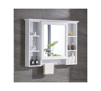 HUFIREHU Meuble Salle De Bain Mural,Meuble Mural Toilette Rangement,Armoires De Salle De Bain avec Miroir,avec Porte-Serviettes, for Salon, Buanderie, Vestiaire(White,90 * 73cm)