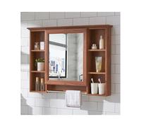 HUFIREHU Meuble Salle De Bain Mural,Meuble Mural Toilette Rangement,Armoires De Salle De Bain avec Miroir,avec Porte-Serviettes, for Salon, Buanderie, Vestiaire(Wood Color,100 * 73cm)