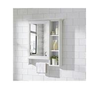 HUFIREHU Meuble Salle De Bain Mural,Meuble Mural Toilette Rangement,Armoires De Salle De Bain avec Miroir,avec Porte-Serviettes, for Salon, Buanderie, Vestiaire(White,60 * 73cm)