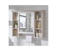 HUFIREHU Meuble Salle De Bain Mural,Meuble Mural Toilette Rangement,Armoires De Salle De Bain avec Miroir,avec Porte-Serviettes, for Salon, Buanderie, Vestiaire(Beige,100 * 73cm)