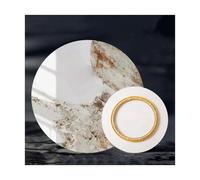 HUFIREHU Plateau De Service Tournant Assiette De Service Tournante 360° Rond Plaque De Service Rotatif Assiette PréSentation Verre PâTisserie Pour Table à Manger(White E,80cm/31.5in)