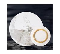 HUFIREHU Plateau De Service Tournant Assiette De Service Tournante 360° Rond Plaque De Service Rotatif Assiette PréSentation Verre PâTisserie Pour Table à Manger(White C,90cm/35.4in)