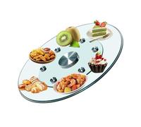 HUFIREHU Plateau De Service Tournant Verre Trempé Plateau Tournant En Verre Rond Plateau De Service Rotatif Lazy Susan Pour Table En Verre, Bois, Marbre(70cm/27.5in)